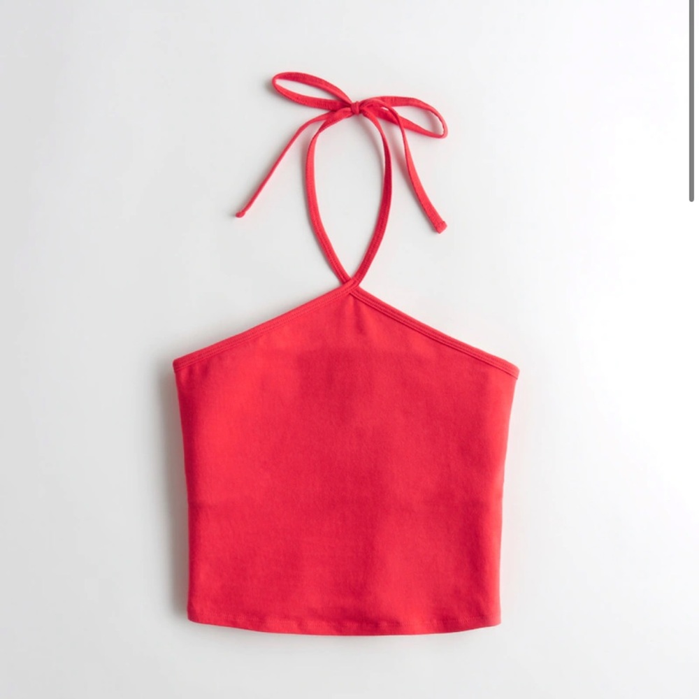 Hollister Pointed Neck Halter Top Red Small